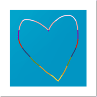 Unconventional Rainbow Heart Outline Posters and Art